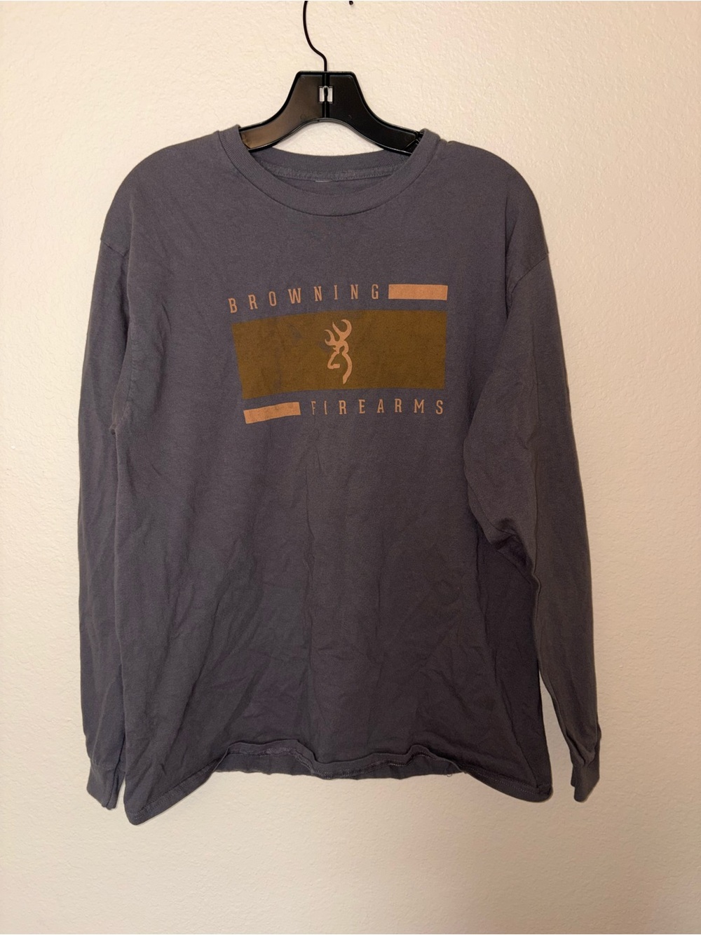 Browning Long Sleeve Tee - Charcoal with Gold Logo